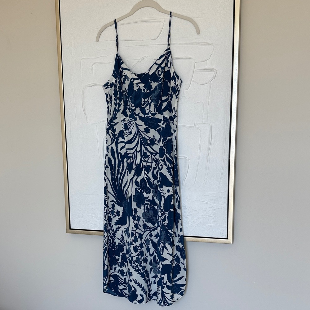 Figue 100% Silk Navy Floral Slip Dress - Women